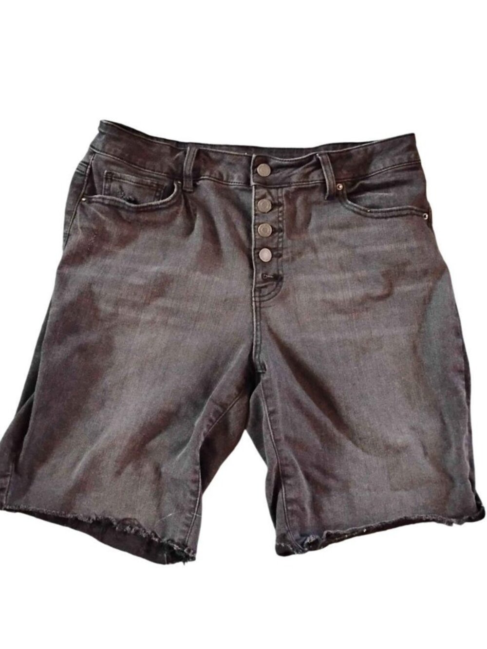 Dark Grey Distressed Jean Shorts Time and Tru